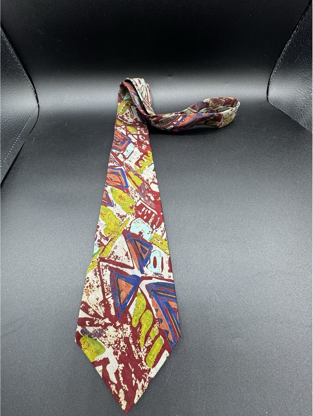 Vintage Passports Pier 1 Imports 100% Silk Tie Abstract Tribal Art Necktie